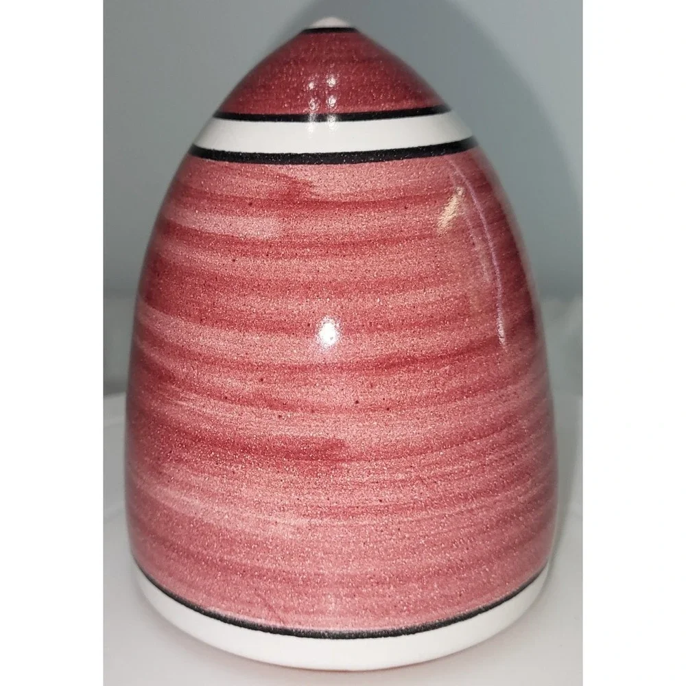 Santa Claus Columbia Falls Red Clay Ceramic Hand Painted Round Figurine Vintage